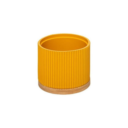 Specchio moderno con portaoggetti Giallo diametro 14x h35 cm