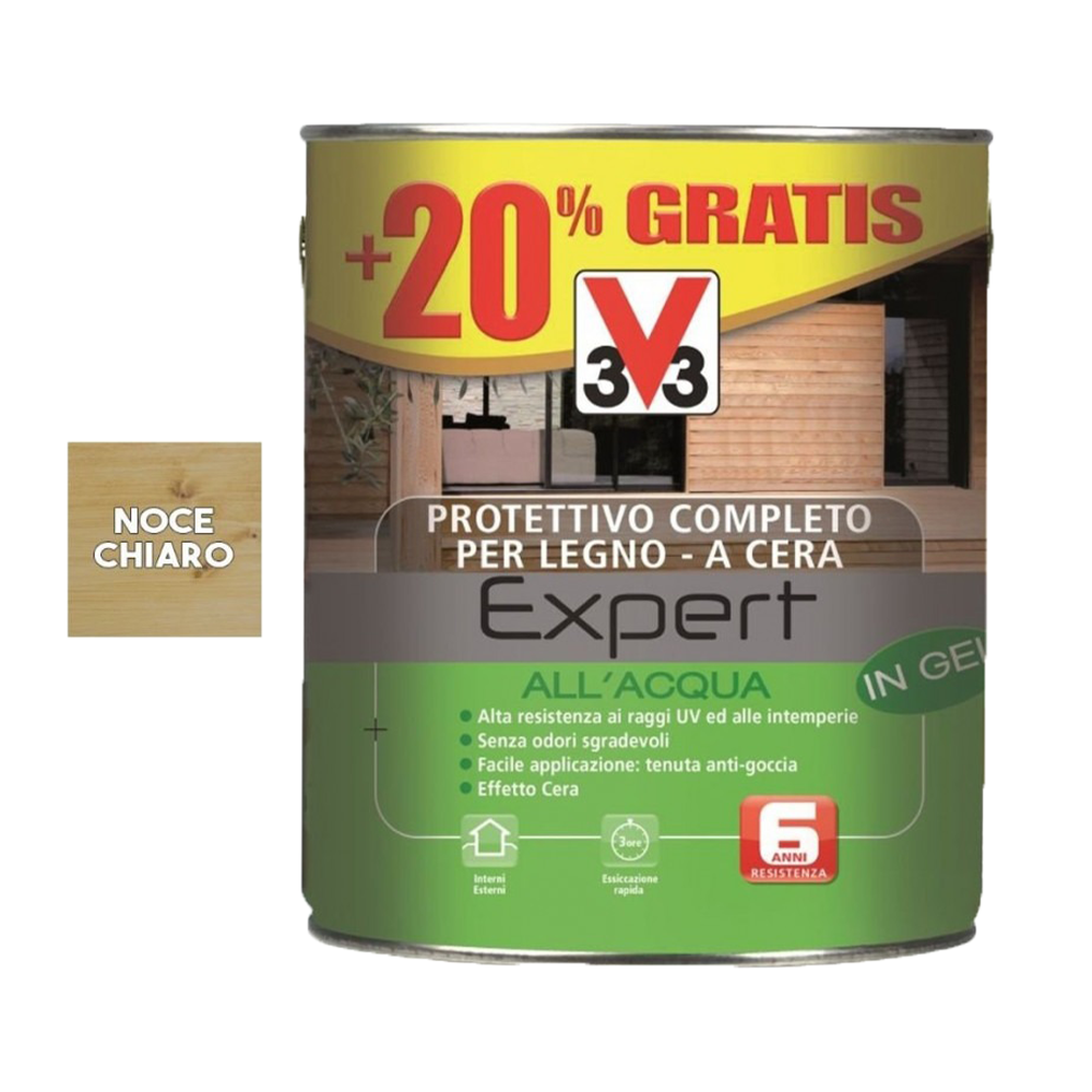 Protettivo Legno Expert V33 Acqua Gel 3Lt Noce Chiaro