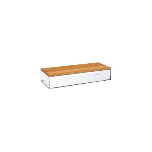 Contenitore da cucina rettangolare coperchio in bamboo 25,6x9,6x h5,5 cm