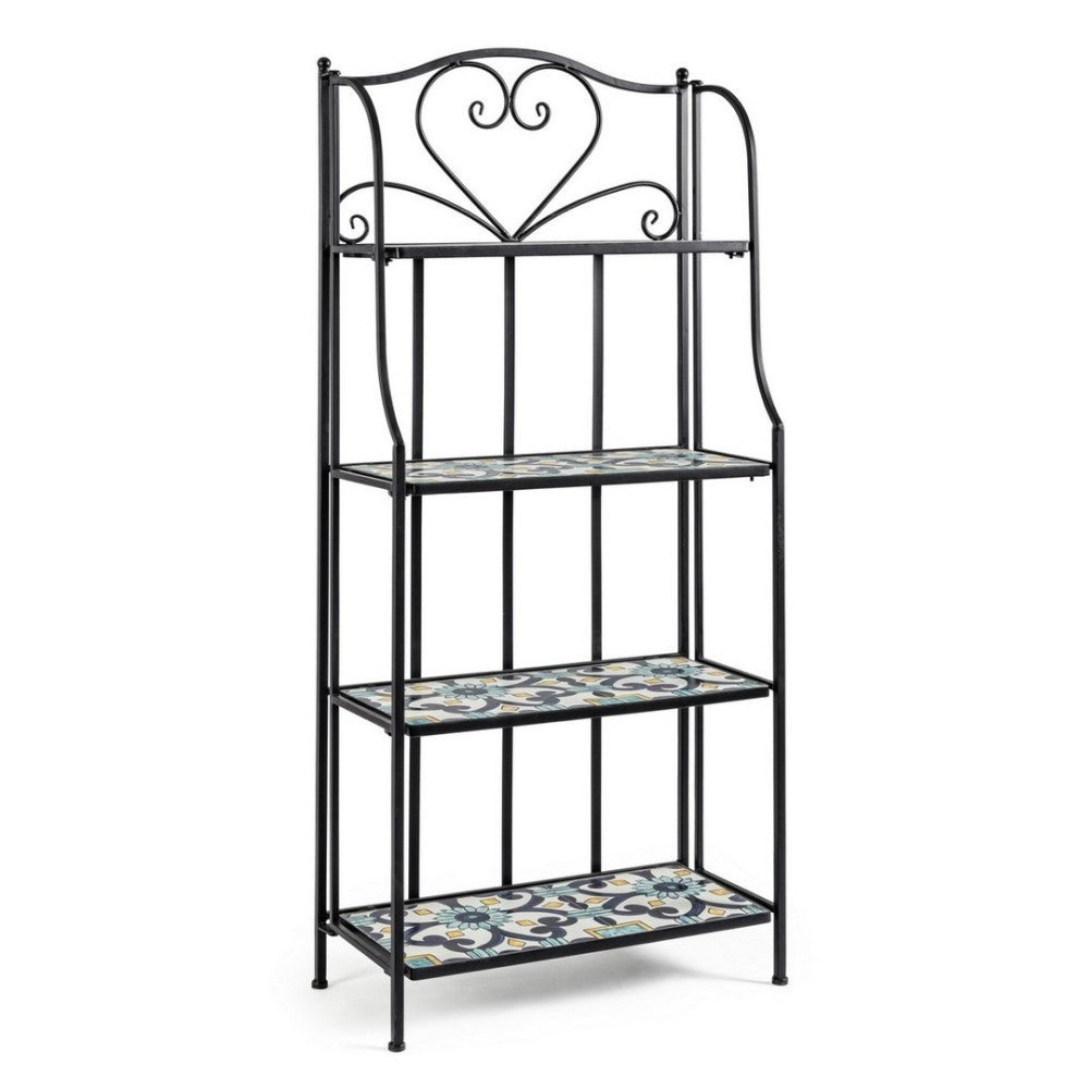 Libreria pieghevole Positano 4 piani in metallo stile country cm 57x28x133h Iperbriko