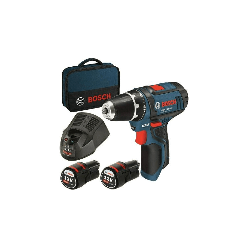 Bosch Gsr12V-15 Trapano Avvitatore A Batteria 12V 2Ah Con 2 Batterie + Borsa