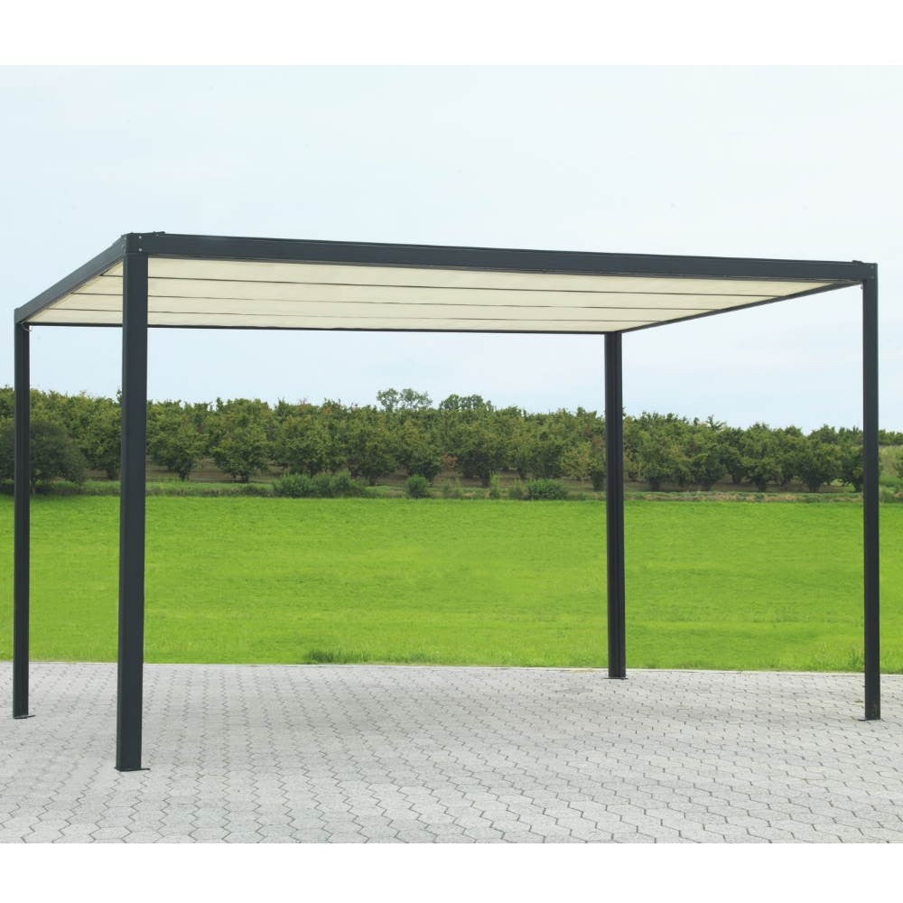 Gazebo pergola nero 3x4x2,5H mt con copertura elettrica scorrevole