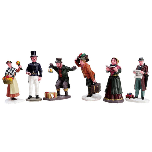 Lemax Townsfolk Figurines Set Of 6 - Set Di 6 Figurine Di Cittadini Gioco invernale decorazione per villaggio Natale