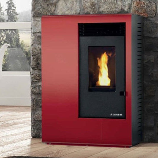 Stufa a Pellet Ventilata Karmek One Ibiza S 10,5 Kw - Rosso