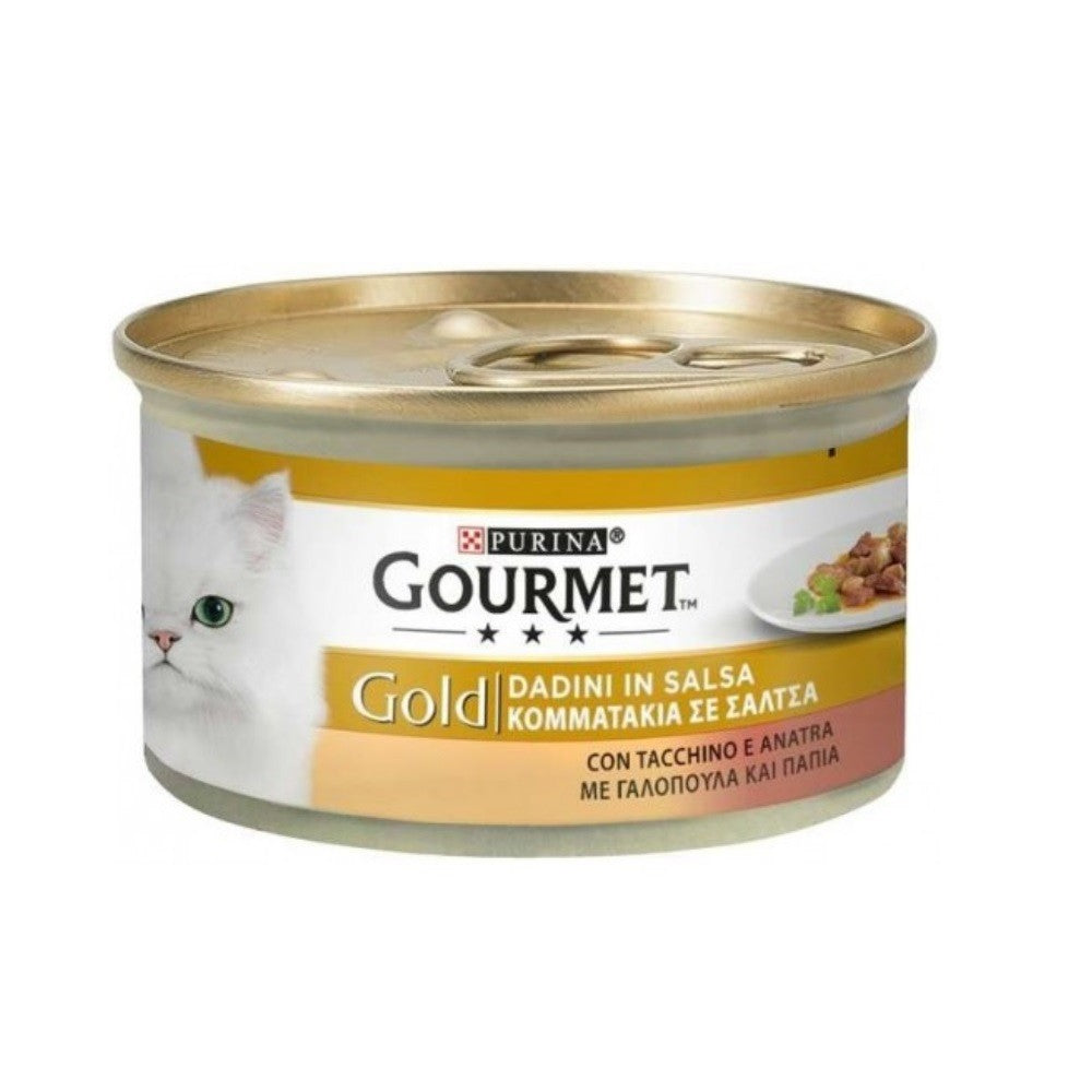 Gourmet Gold Dadini in salsa tacchino e anatra Purina 85 grammi