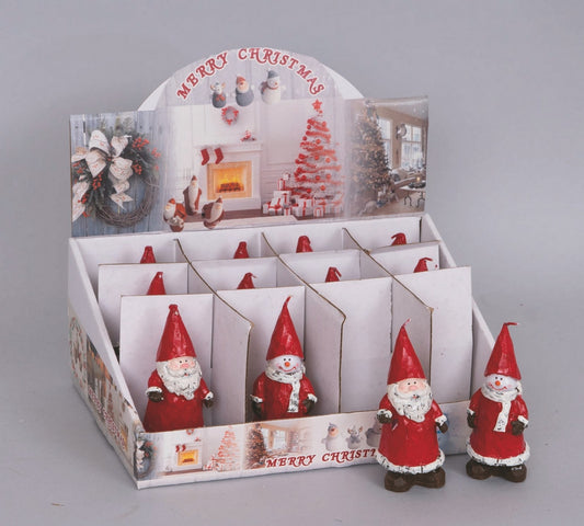 Display Candela Cm.11 Babbo/Uomo Neve Rosso Cappello Gnomo Assortito decorazione di Natale