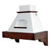 Cappa cucina rustica GIADA MAX bianca, legno intarsio tabacco, 90 cm