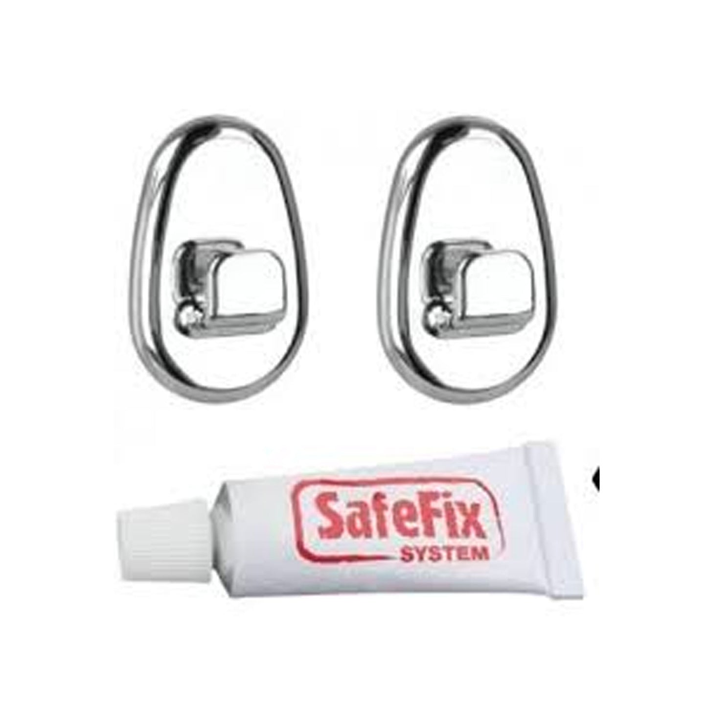 Set di 2 ganci cromati con colla extra forte Safe Fix