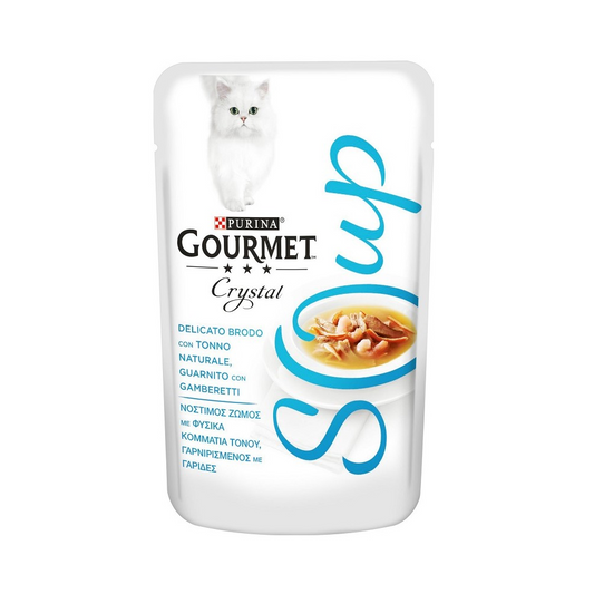 Gourmet Crystal Soup con tonno e gamberetti Purina 40 grammi