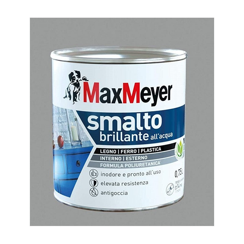 Smalto Brillante ad Acqua Colore Grigio Pietra 0,75 L