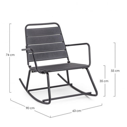 Sedia a Dondolo Antracite Bizzotto Lillian - Acciaio Trattato per Esterno - Finitura Opaca - Facile da Assemblare - 63x90x74h cm