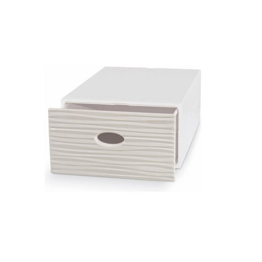 Cassetto contenitore multiuso da riordino 28x40x15 H qbox wave sabbia Domopak