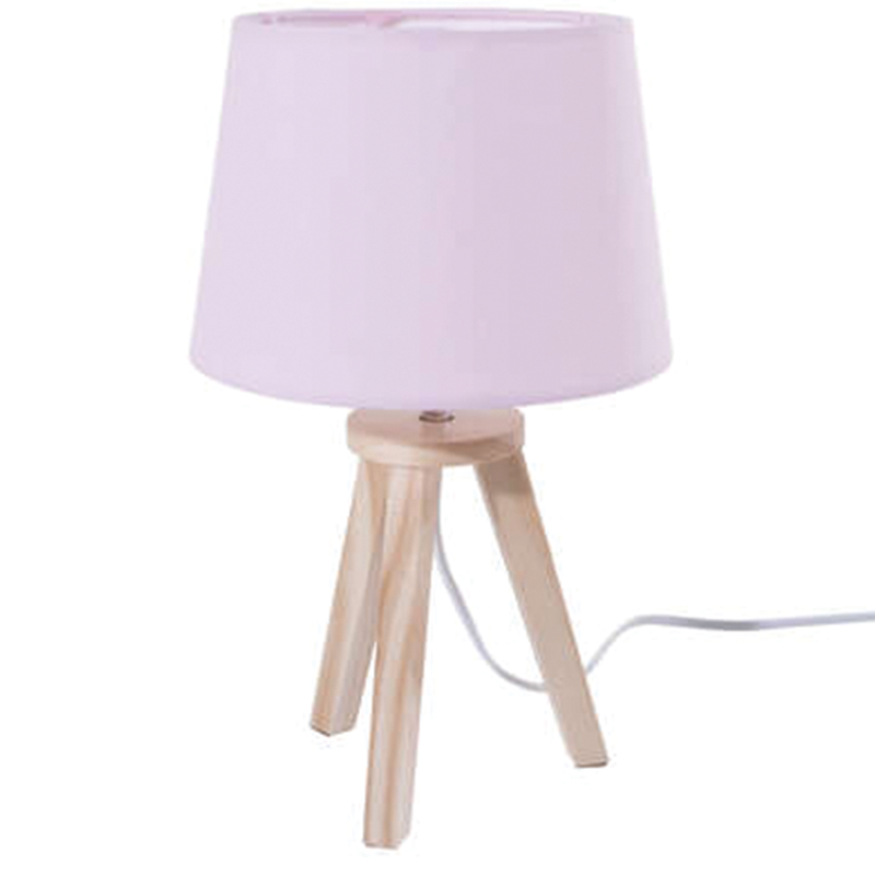 Lampada rosa con base in legno Ø18,5 x H31 cm