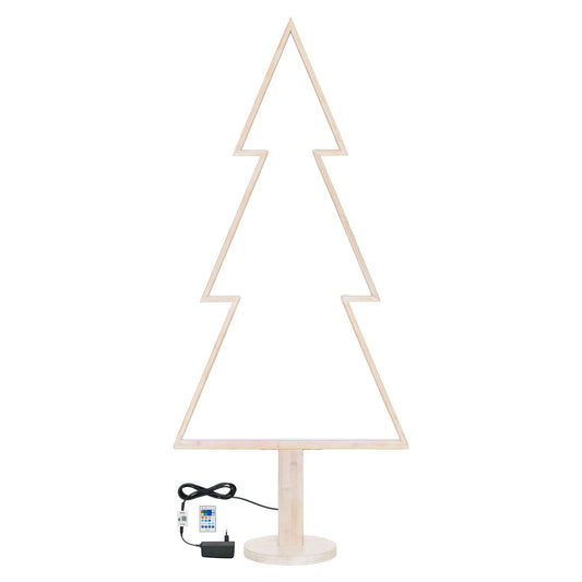 Albero Abete H170cm SMART RGBWW DLW Legno Sbiancato Luci di Natale