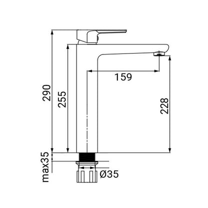 Miscelatore lavabo alto - Serie Hope, finitura cromata