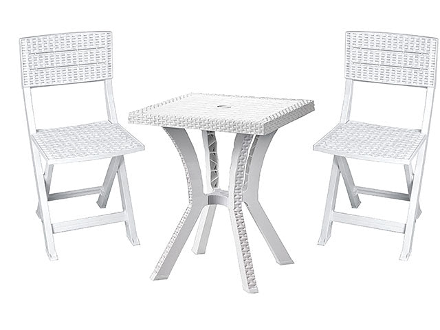 Set duetto resina tavolo + 2 sedie bianco