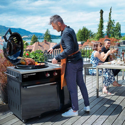 Barbecue a gas outdoorchef lugano 570 g - grill sferico con steakhouse burner e piano di cottura laterale