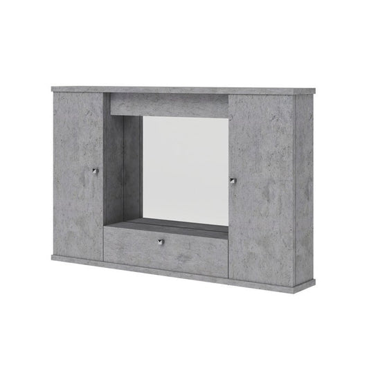 Mobile specchiera bagno grigio cemento 2 ante c-ribalta h.61x93x14 cm