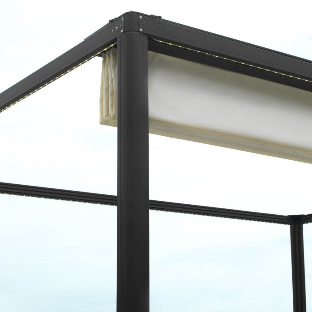 Gazebo pergola nero 3x4x2,5H mt con copertura elettrica scorrevole