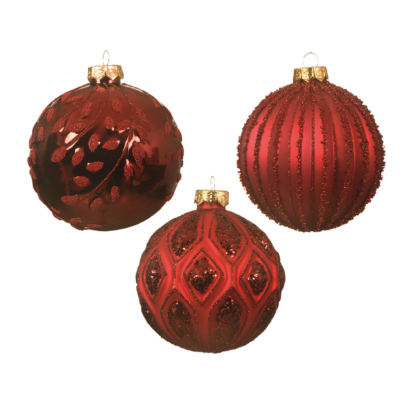 Pallina di Natale Bauble rossa assortita Ø10cm