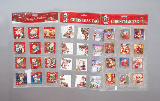 Set Pz.12 Bigliettini Regalo Cm.5X5 Mod.Ass.In Busta decorazione di Natale