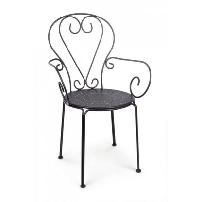 Sedia Da Giardino Con Braccioli In Acciaio Antracite Etienne 49X49X H89 Cm