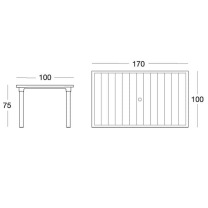 Tavolo da esterno tortora 170x100x75H cm Ercole Scab