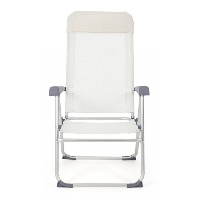 Garden lounge chair in aluminum and White CROSS fabric 58x62,5x h110 cm