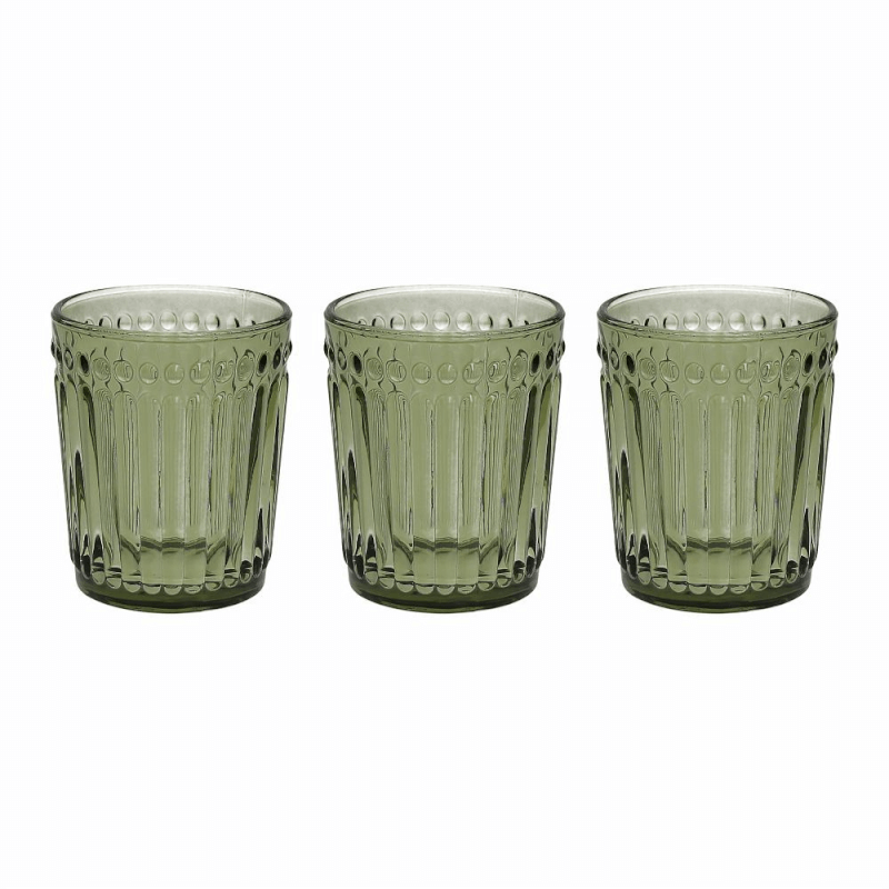 Set 3 Bicchieri Verde Cc300 Dorico Vetro Verde