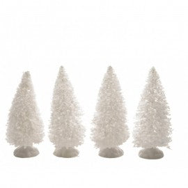 Alberi Pino Bianco decorazione natalizia 4x h10 cm 4 pezzi