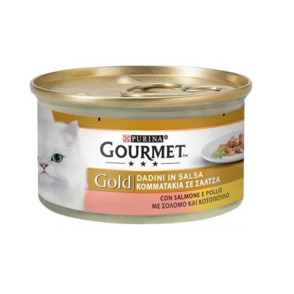 Gourmet Gold Dadini in salsa pollo e salmone Purina 85 grammi