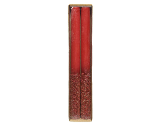 Candele colore rosso con glitter H 25 cm