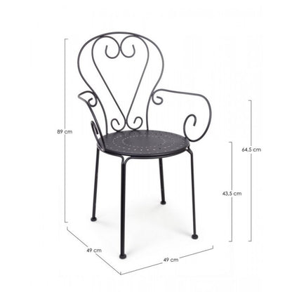 Sedia Da Giardino Con Braccioli In Acciaio Antracite Etienne 49X49X H89 Cm