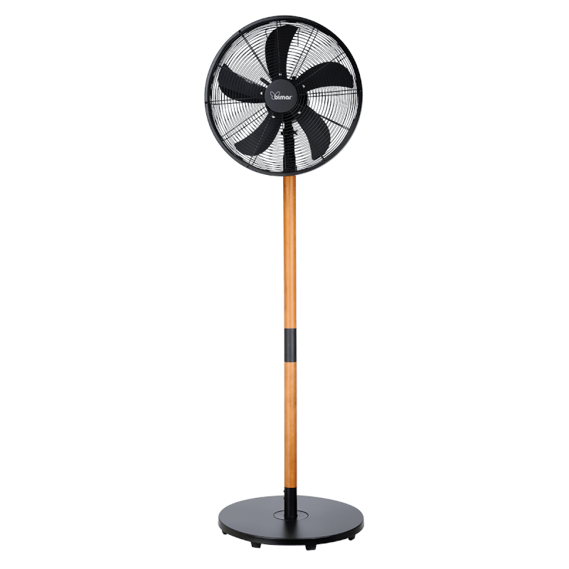 Ventilatore a piantana 40 cm in metallo con lo stelo in legno