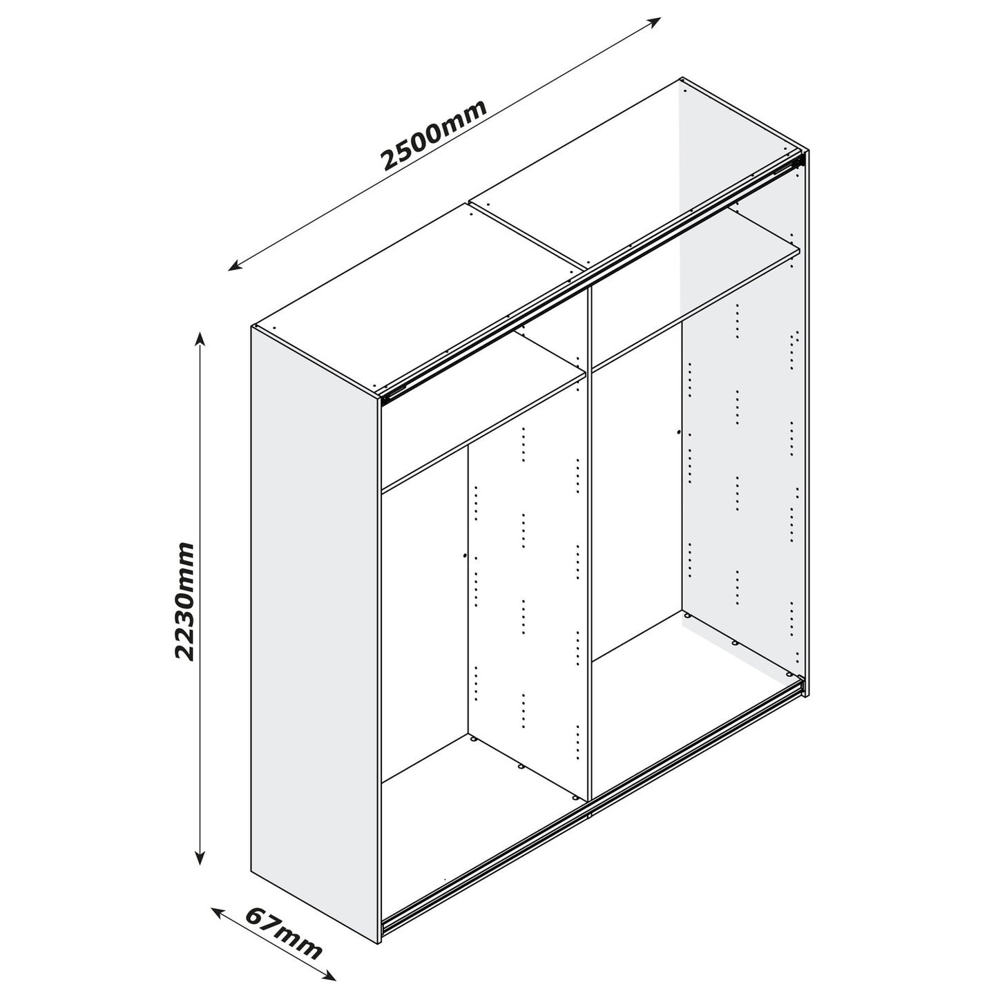 Armadio Audace 2 ante scorrevoli Noce/grigio - 223x250x67 cm