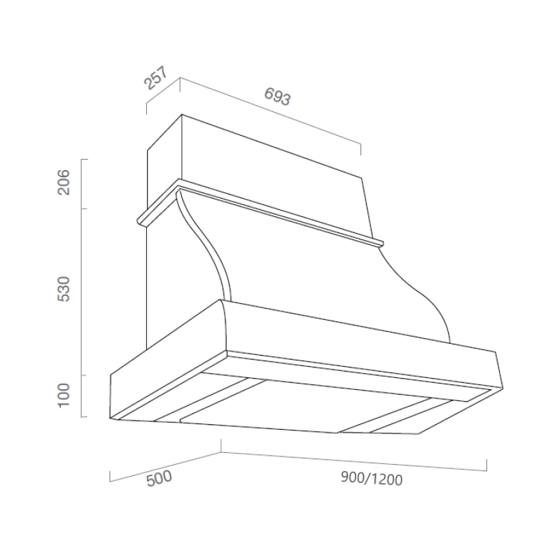 Cappa cucina rustica bianca APRIBILE con cornice in legno cm 120