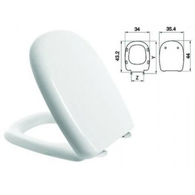 Sedile WC in termoindurente "Five" bianco con cerniere inox H025S - FER 410762