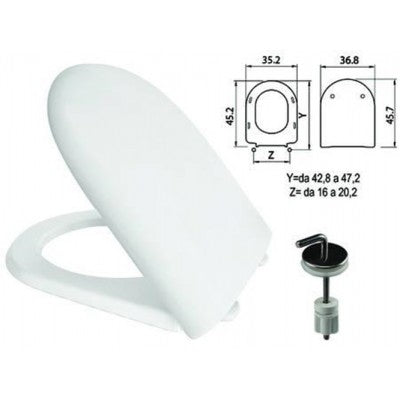 Sedile WC in termoindurente "Luna 2" bianco con cerniere inox H050 - FER 410786.