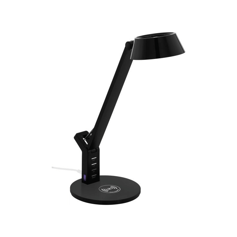 Lampada Scrivania Nera Banderalo Touch Dimmer Led Con Qi Charger Eglo