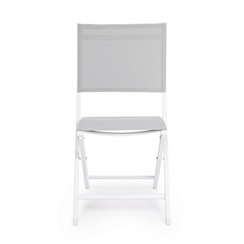 Sedia Per Esterno In Alluminio Bianco Grigio Elin 47X57X H88 Cm