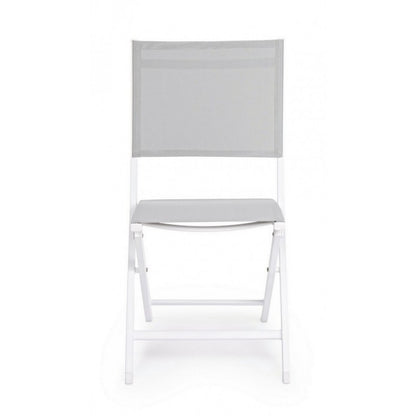 Sedia Per Esterno In Alluminio Bianco Grigio Elin 47X57X H88 Cm