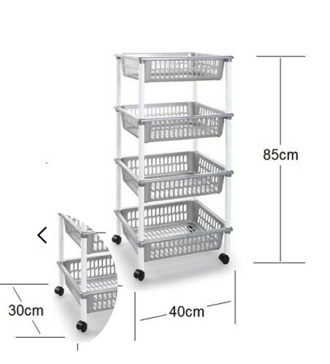 Carrello 4 ripiani in plastica