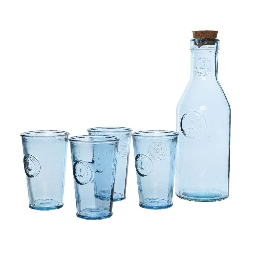 Set caraffa e 4 bicchieri in vetro decoro ancora Kaemingk