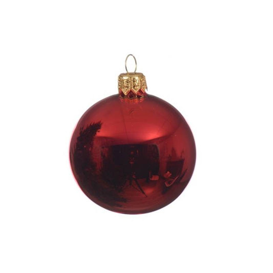 Decorazione albero di Natale Pallina in vetro   rosso lucido cm 8