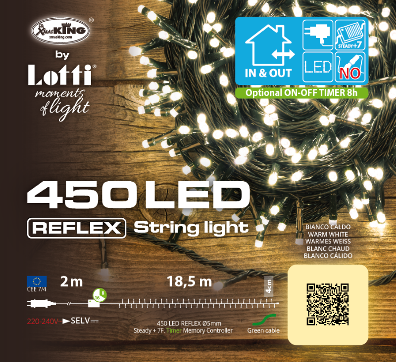 Catena lineare 450 LED bianco caldo18,5m