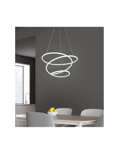 Lampadario Led 36w Dimmer 4000k Design Moderno Vortice Bologna Bianco Trio Lighting