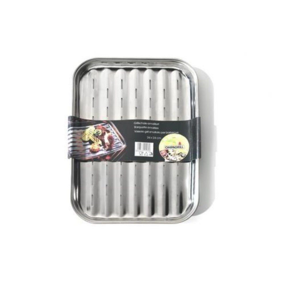 Vassoio grill acciaio inox 34 x 24 centimetri Ompagrill