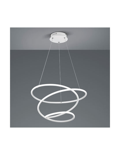 Lampadario Led 36w Dimmer 4000k Design Moderno Vortice Bologna Bianco Trio Lighting