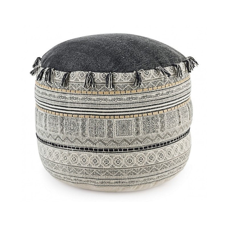 Pouf in cotone stile etnico TILAK Alaskan diametro 50x h35 cm