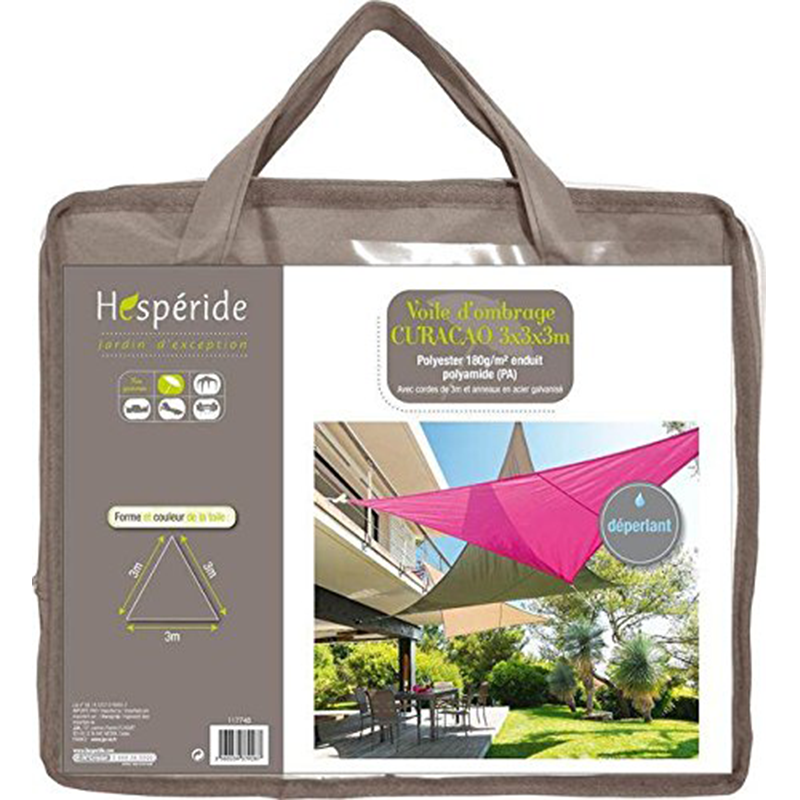 Tenda da Sole Triangolare 3x3x3 m in Tessuto Impermeabile - Colore: Grigio Tortora